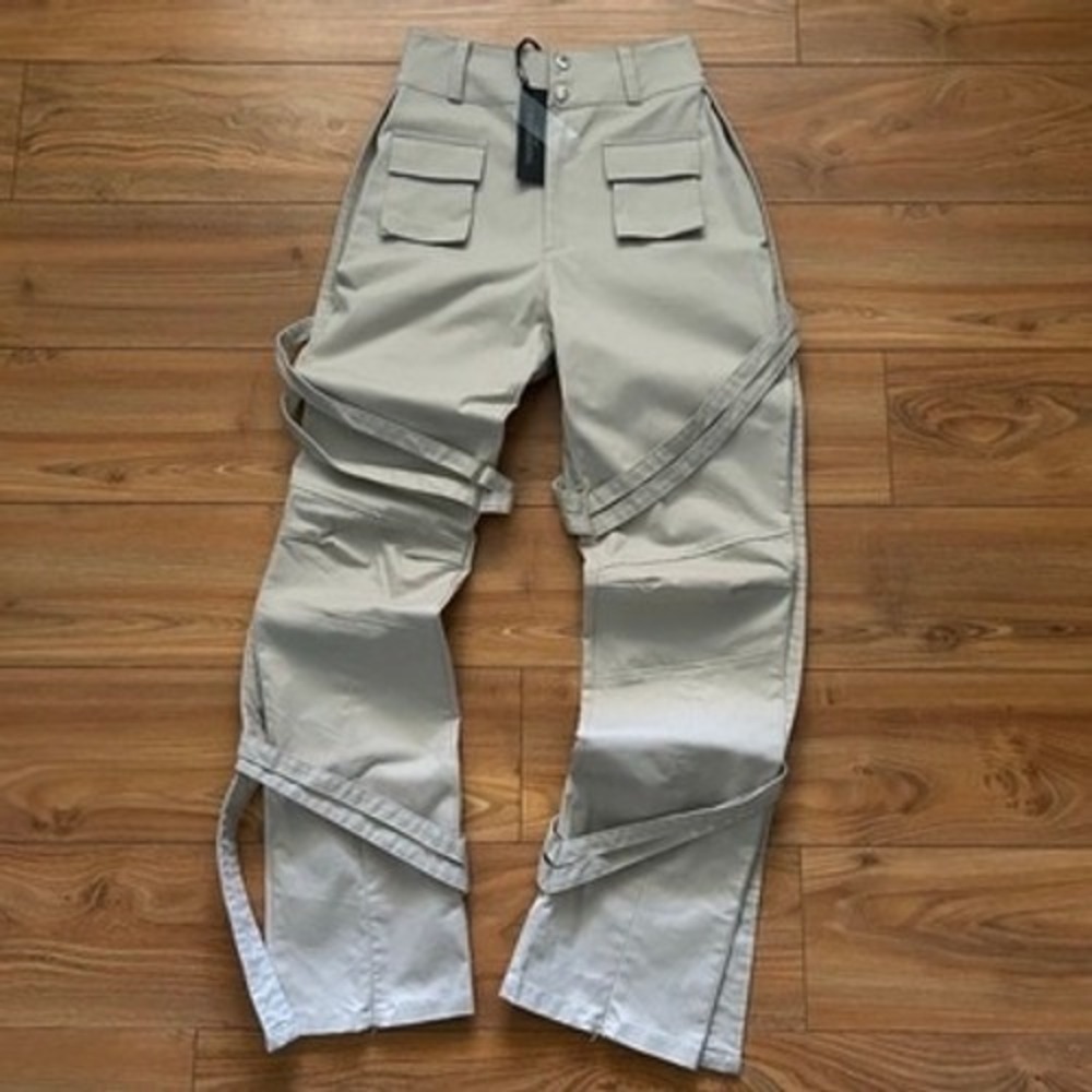 Maniere De Voir High Waisted Strap Cargo Pants Beige US 2 NWT